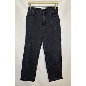 Universal Thread Vintage Straight Black Distressed Denim Jeans Women's SZ‎ 4/27R